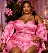 Pink plus-size fashion look