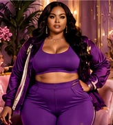 Purple plus-size fashion look