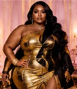 Gold plus-size fashion look